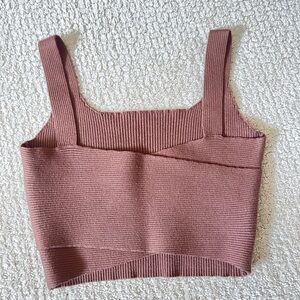 Commense Brown Knit Crop Top